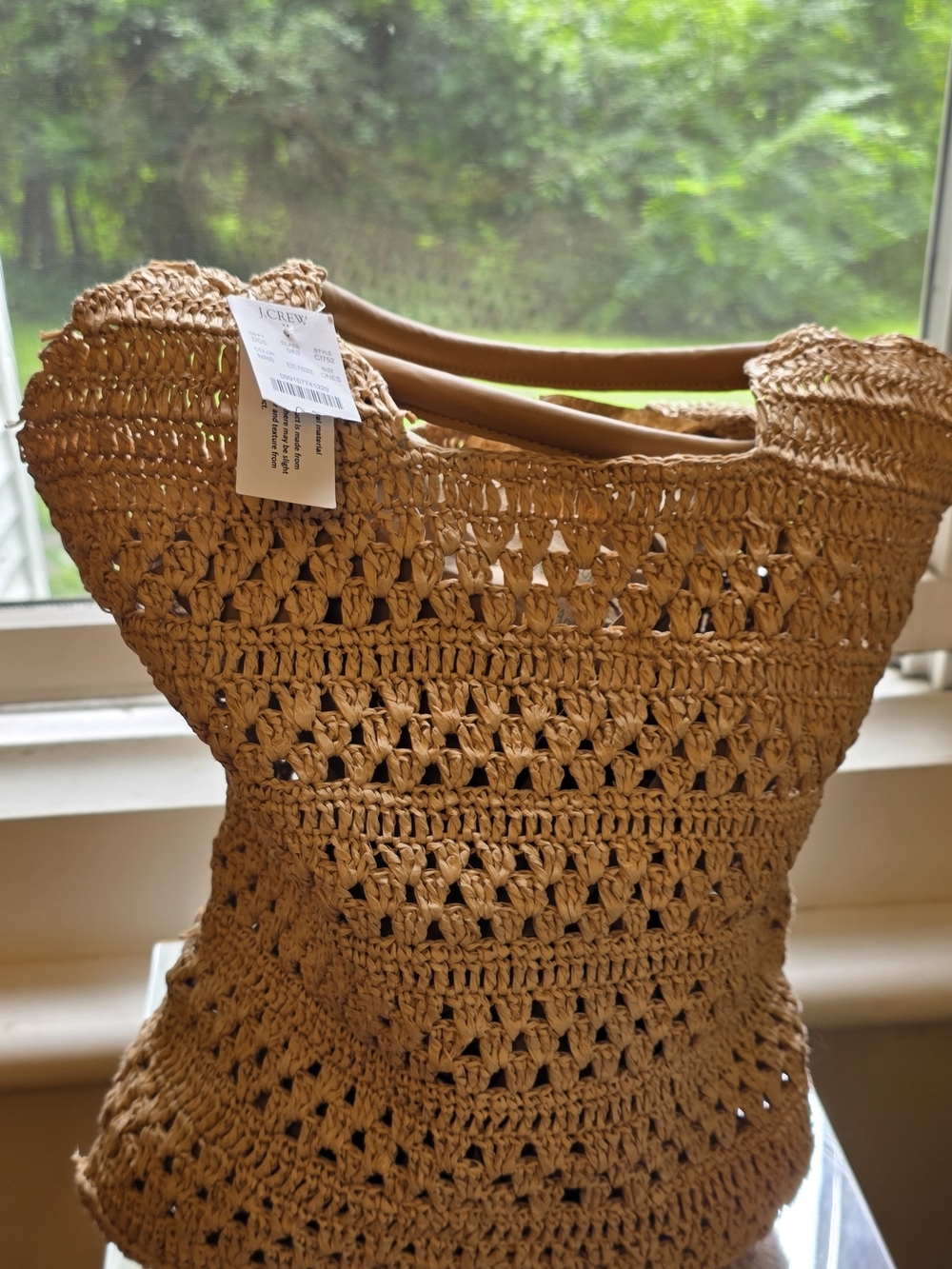 NWT J Crew Woven Raffia Tote Bag in Natural Tan - Picture 1 of 7